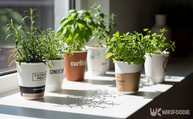 일회용 커피 컵으로 만든 화분 자료 사진. / 위키푸디