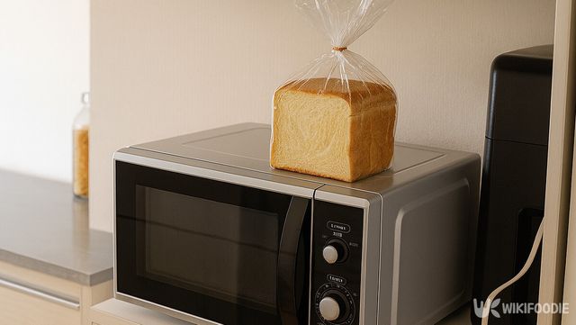 식빵이 전자레인지 위에 올려져 있다. / 위키푸디
