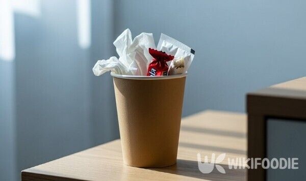 일회용 커피 컵으로 미니 쓰레기통을 만든 자료 사진. / 위키푸디