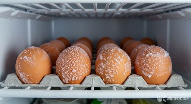 달걀을 냉동실에 보관한 모습. / 위키푸디