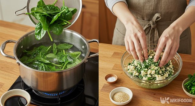 '시금치두부무침' 레시피 만드는 법. / 위키푸디