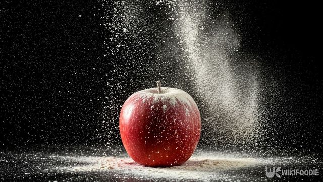 사과에 밀가루를 뿌리는 모습. / 위키푸디