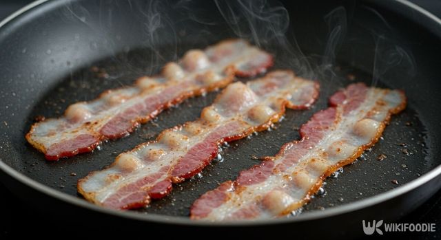 베이컨을 프라이팬에 굽는 모습. / 위키푸디