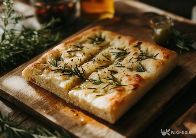 신선한 로즈마리 토핑과 올리브 오일을 뿌린 포카치아 빵. / Metamore Studio-shutterstock.com