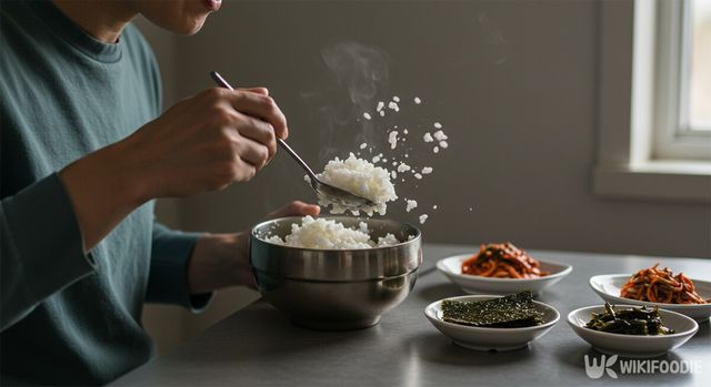 빠르게 밥을 먹는 모습. / 위키푸디