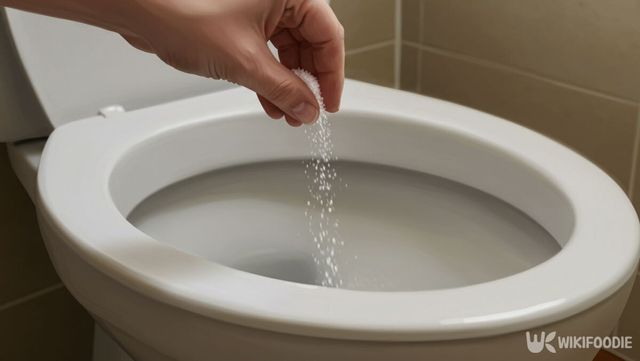 변기에 소금을 넣는 모습. / 위키푸디