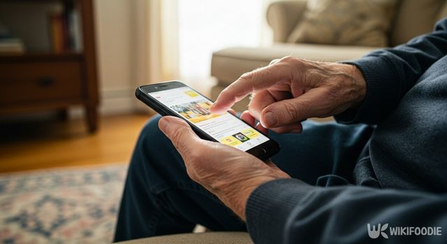 기사의 이해를 돕기 위한 이미지. 스마트폰을 보는 노인. / 위키푸디