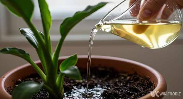 콩나물 데친 물을 식물에 주고 있다. / 위키푸디
