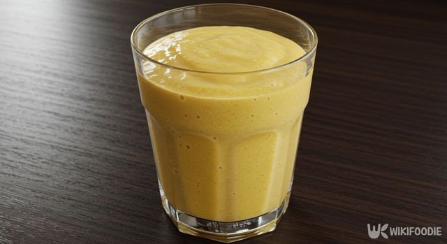 바나나 스무디가 유리컵에 담겨 있는 모습. / 위키푸디