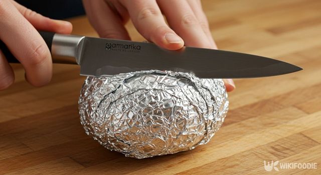 쿠킹호일로 칼을 가는 모습. / 위키푸디