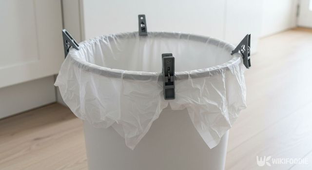 빨래집게로 쓰레기통을 고정한 모습. / 위키푸디