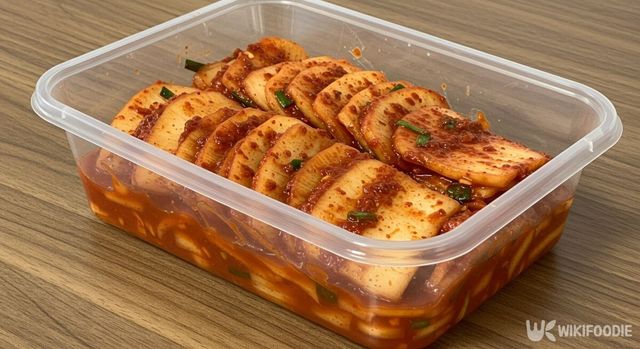 섞박지를 밀폐용기에 보관하는 모습. / 위키푸디