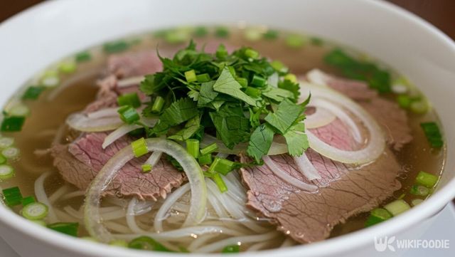 베트남 쌀국수에 올려진 고수. / 위키푸디