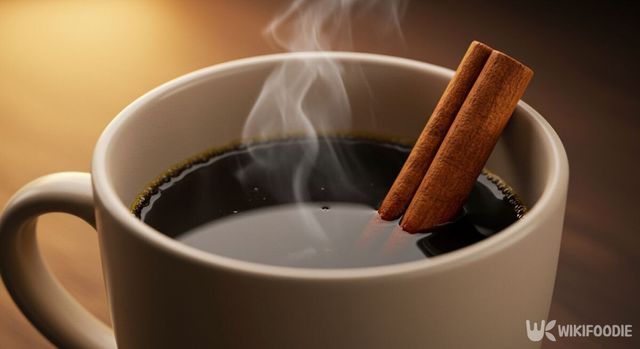 따뜻한 아메리카노에 시나몬 스틱을 넣은 모습. / 위키푸디