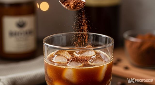 커피에 코코아 가루를 넣고 있다. / 위키푸디