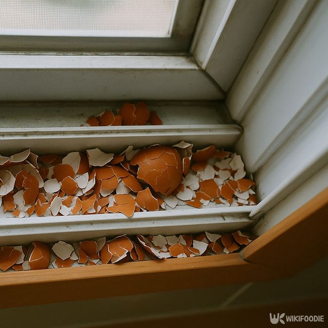 달걀 껍질을 창틀에 뿌린 모습. / 위키푸디