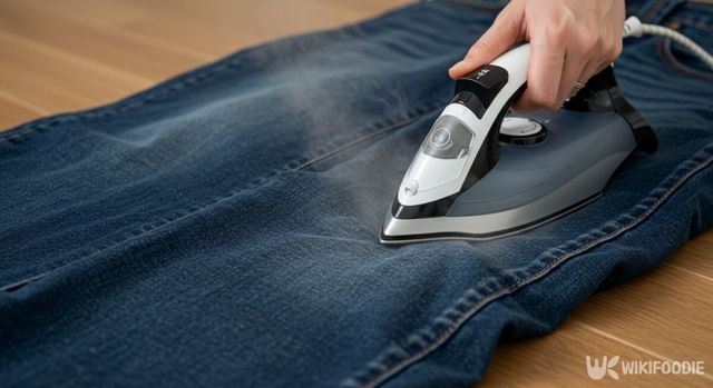 무릎 나온 청바지를 다리미로 다리는 모습. / 위키푸디