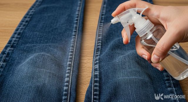 청바지 무릎에 혼합물을 뿌리고 있다. / 위키푸디