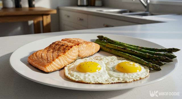 훈제 연어와 계란프라이 자료사진. / 위키푸디