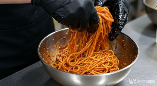 재료를 고루 섞고 있다. / 위키푸디