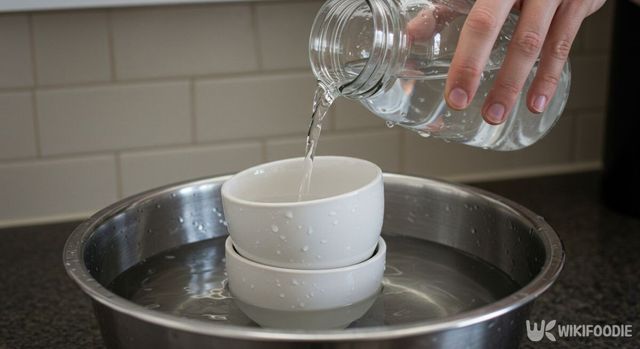 서로 낀 그릇을 분리하고 있다. / 위키푸디