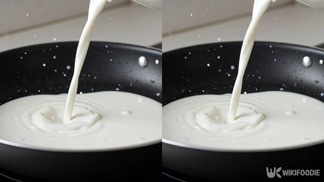 우유를 냄비에 넣고 있는 모습. / 위키푸디