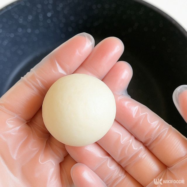 손으로 동그랗게 말아준 우유떡의 모습. / 위키푸디