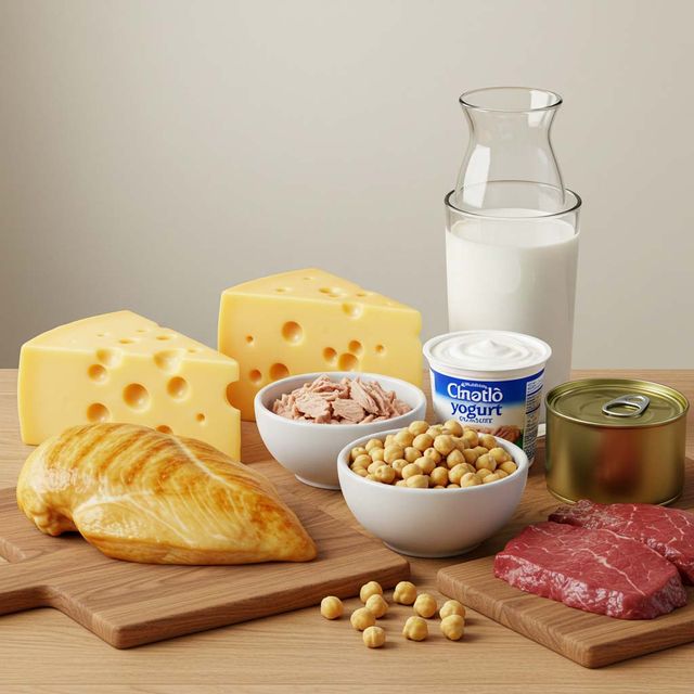 티로신이 풍부하게 포함돼 있는 식재료들. AI 툴로 제작한 이미지.