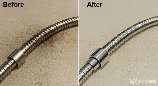 샤워기 줄 세척 전후 사진. / 위키푸디