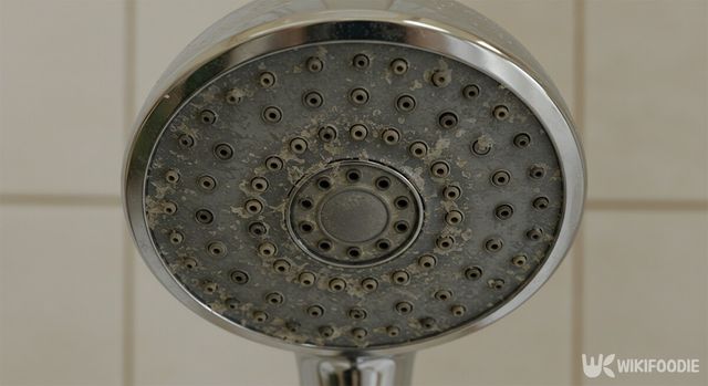 때가 낀 샤워기 헤드의 모습. / 위키푸디