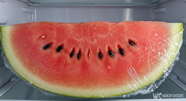 남은 수박을 랩을 씌어 냉장고에 보관하는 모습. / 위키푸디