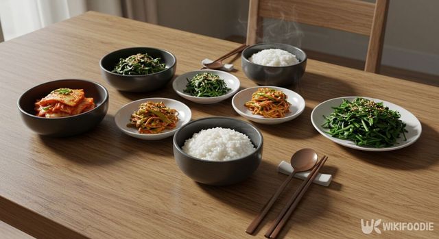 채소 반찬 중심의 밥상. / 위키푸디