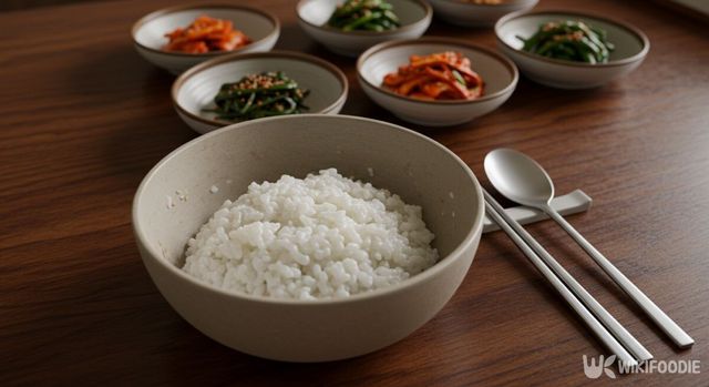 한식 밥상에서 밥이 남겨져 있다. / 위키푸디