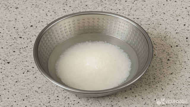 쌀을 물에 불리고 있는 모습 / 위키푸디