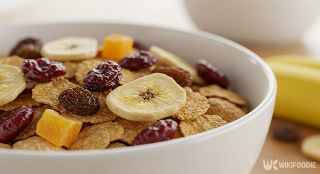 곡물 시리얼에 마른 과일을 넣은 모습. / 위키푸디
