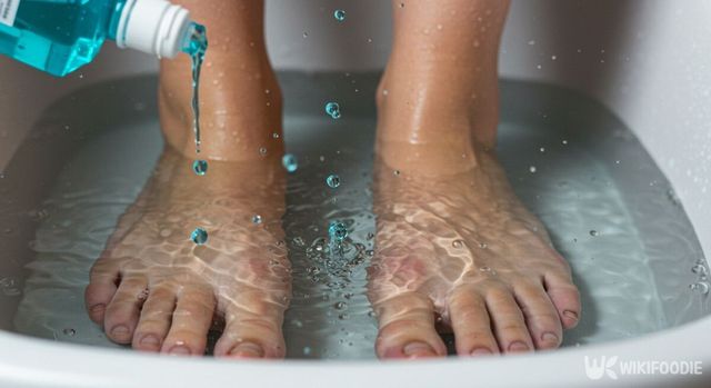 족욕 물에 가글을 넣고 있다. / 위키푸디
