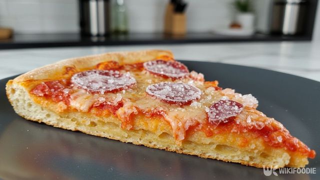 냉동 피자가 접시 위에 놓여져 있다. / 위키푸디