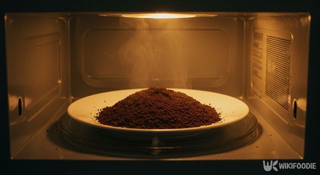 커피 찌꺼기를 전자레인지에 돌린 모습. / 위키푸디
