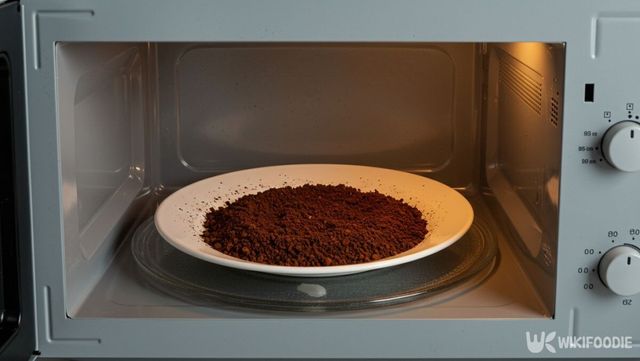 커피 찌꺼기를 전자레인지에 넣은 모습. / 위키푸디