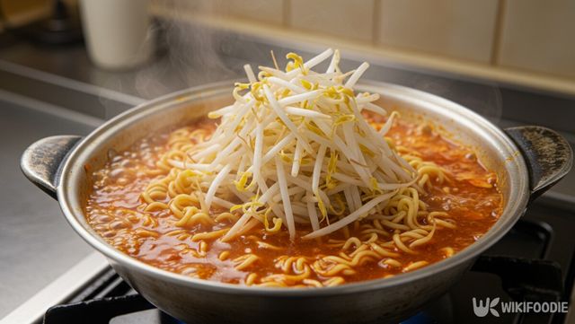 라면에 넣은 콩나물 사진. / 위키푸디