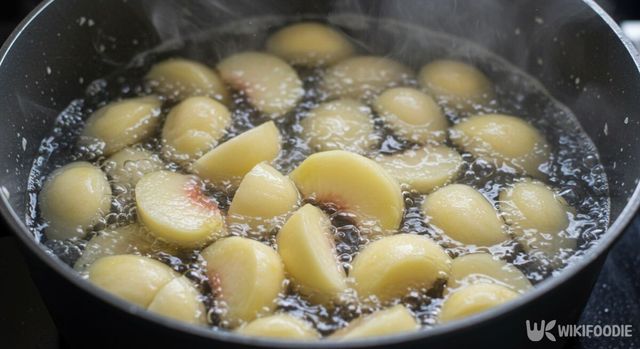 복숭아를 끓이고 있다. / 위키푸디