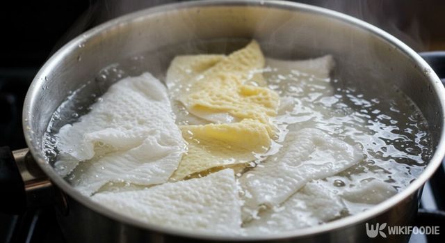 행주와 타월을 끓는 물에 삶고 있다. / 위키푸디