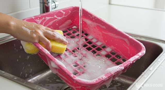 플라스틱 식기건조대 세척 자료사진. / 위키푸디