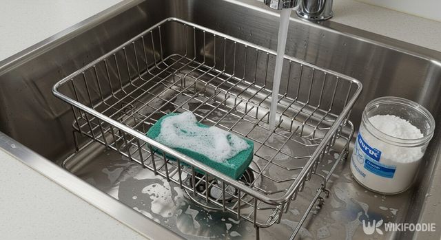 스테인리스 식기건조대 세척 자료사진. / 위키푸디