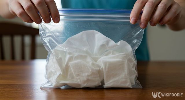 마른 물티슈를 지퍼백에 넣은 모습. / 위키푸디