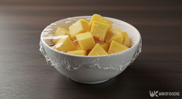 잘게 썬 고구마가 내열 용기에 담겨 있다. / 위키푸디