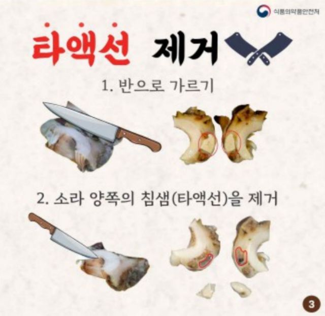 소라 침샘 제거하는 법. / 식품의약품안전처 제공