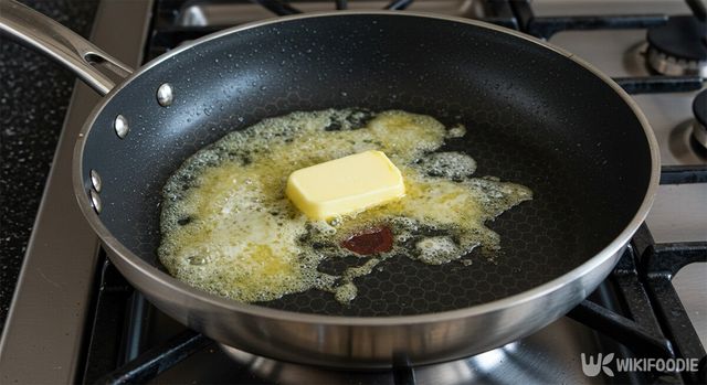달걀프라이 전 버터를 녹이는 모습. / 위키푸디