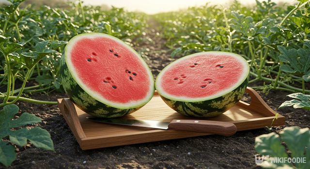 수박을 반으로 자른 모습. / 위키푸디