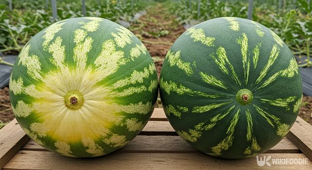 수박 배꼽 비교 사진. / 위키푸디